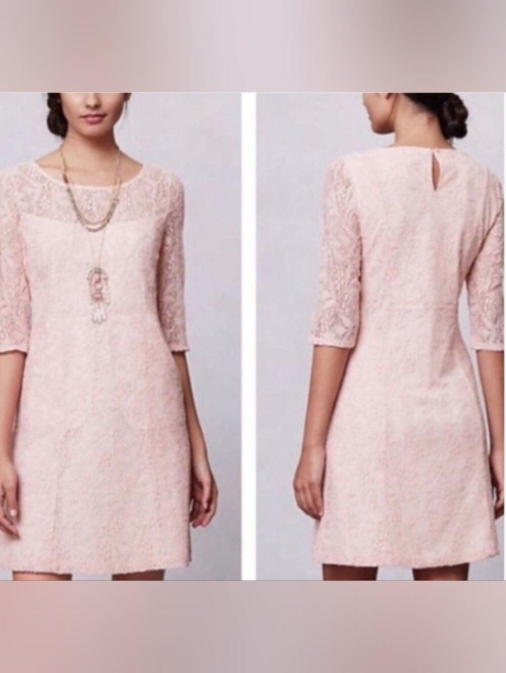 Maeve  AnthropologieLace Shift Dress in Light Pink Lace